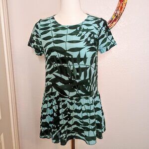 Anthropologie By Rachel Rose Shadowscape Tunic 100% Silk XS Tropical Made In USA